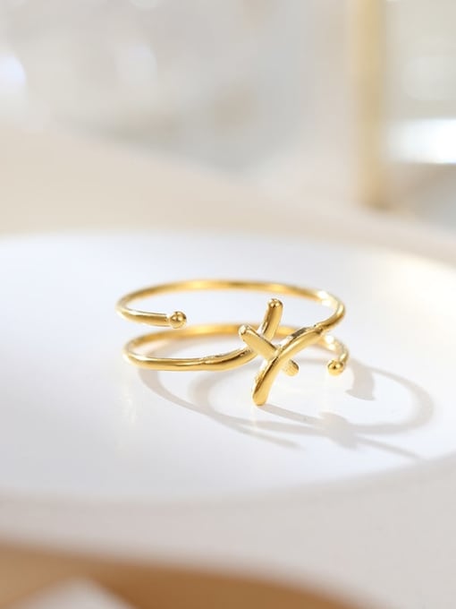 RS1048 [Gemini Gold] 925 Sterling Silver Constellation Dainty Band Ring